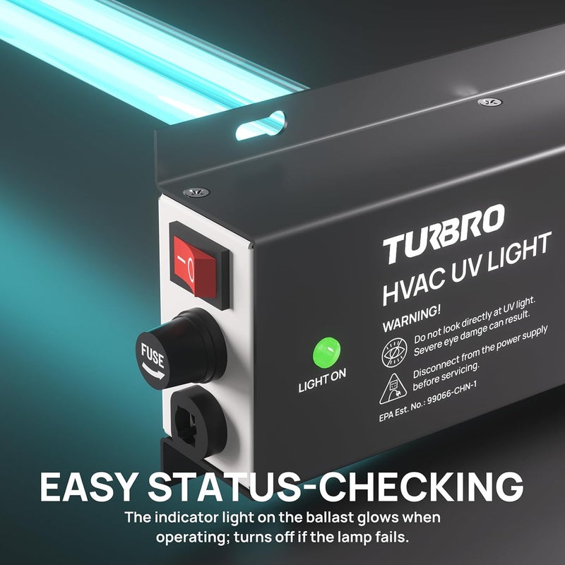 TURBRO AC 120V 36W HVAC UV Light Kit Air Purifier, ETL&CARB Certified, Comes with a 15.2 in 4-Pin 2G11 Base Lamp, Installation Template, and Ballast, for Cleaning Air and Ducted AC Systems, UV36P - Image 4